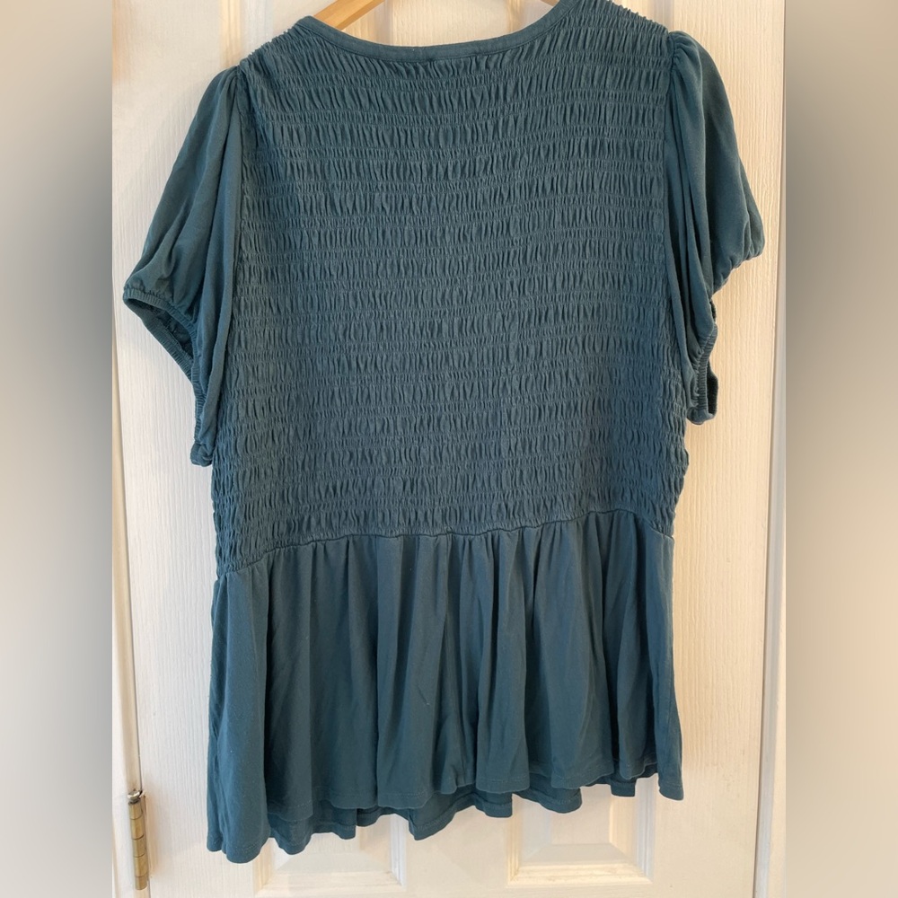 Lane Bryant Deep Teal Smocked Peplum - Picture 4 of 4